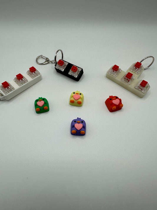 Adorable Keycap Fidget Keychains - Set of 3 Clicky Keyboard Fidgets