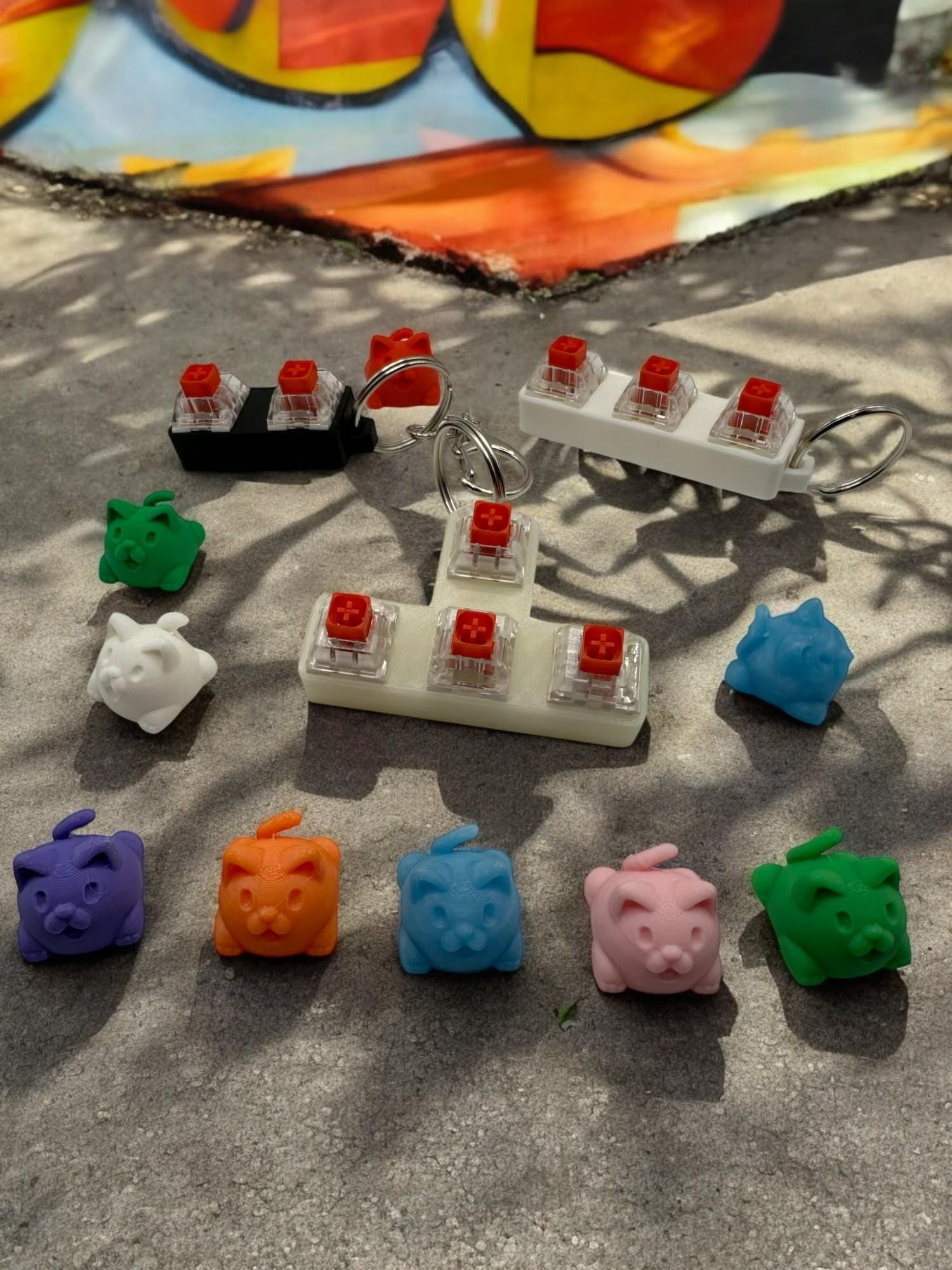 Adorable Keycap Fidget Keychains - Set of 3 Clicky Keyboard Fidgets