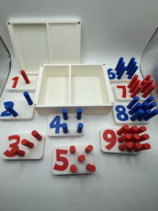 Montessori Numbers Block and Pegs 1-9 - 3D Printed Educational Counting Set